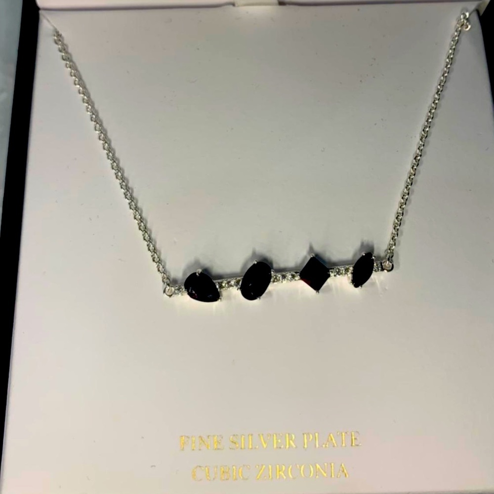 Christian Siriano black gems necklace